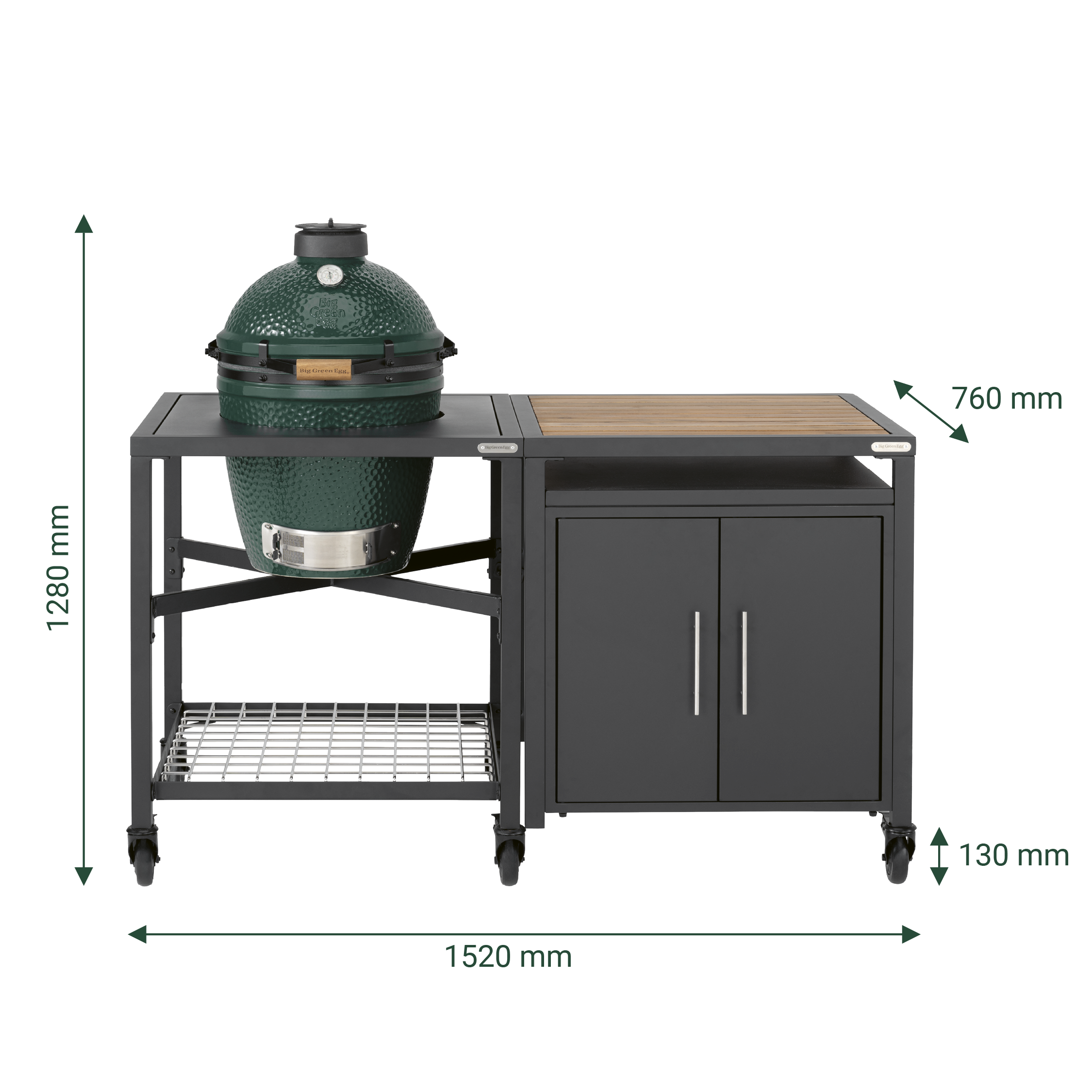 Pack Big Green Egg sur table modulaire et son meuble placard