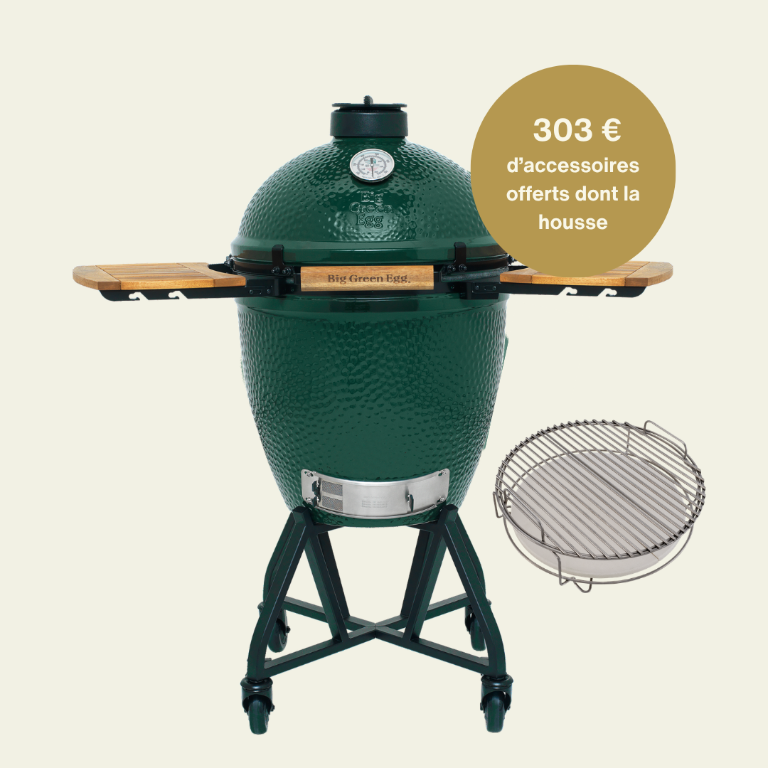 PROMO - Big Green Egg LARGE sur chariot avec étagères