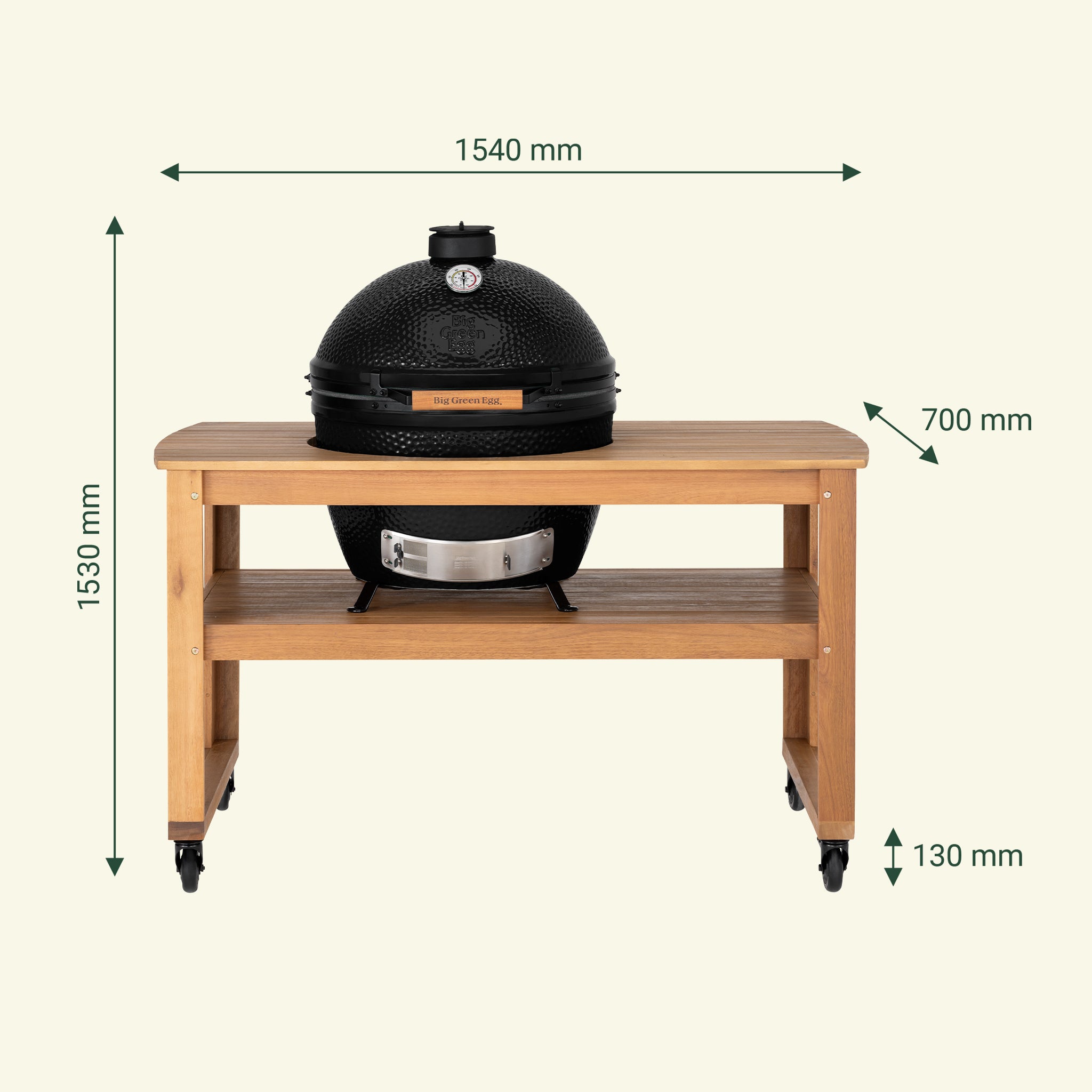 The Onyx XLarge sur table eucalyptus + 2 demi-grilles fonte offertes