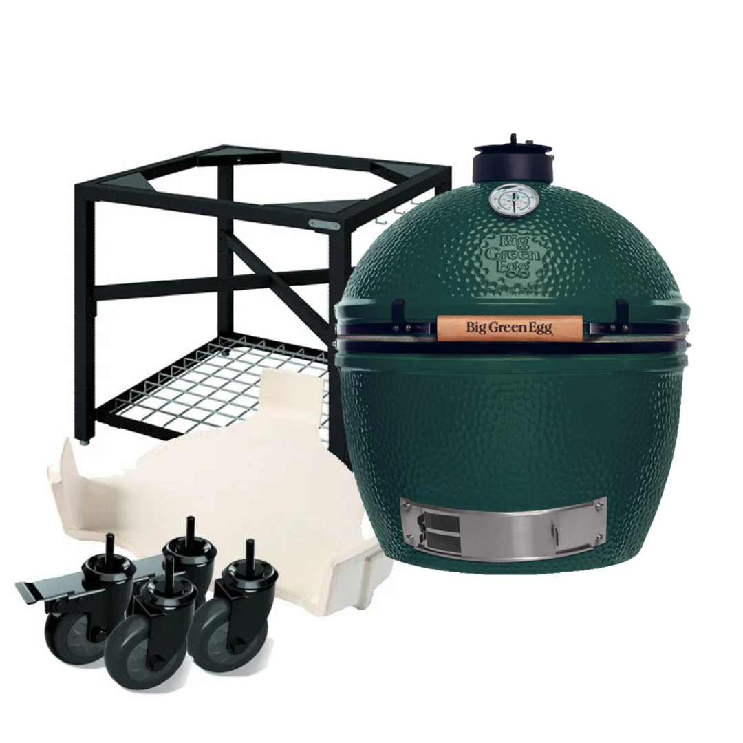 Pack Big Green Egg XL sur table modulaire et son meuble d'extension