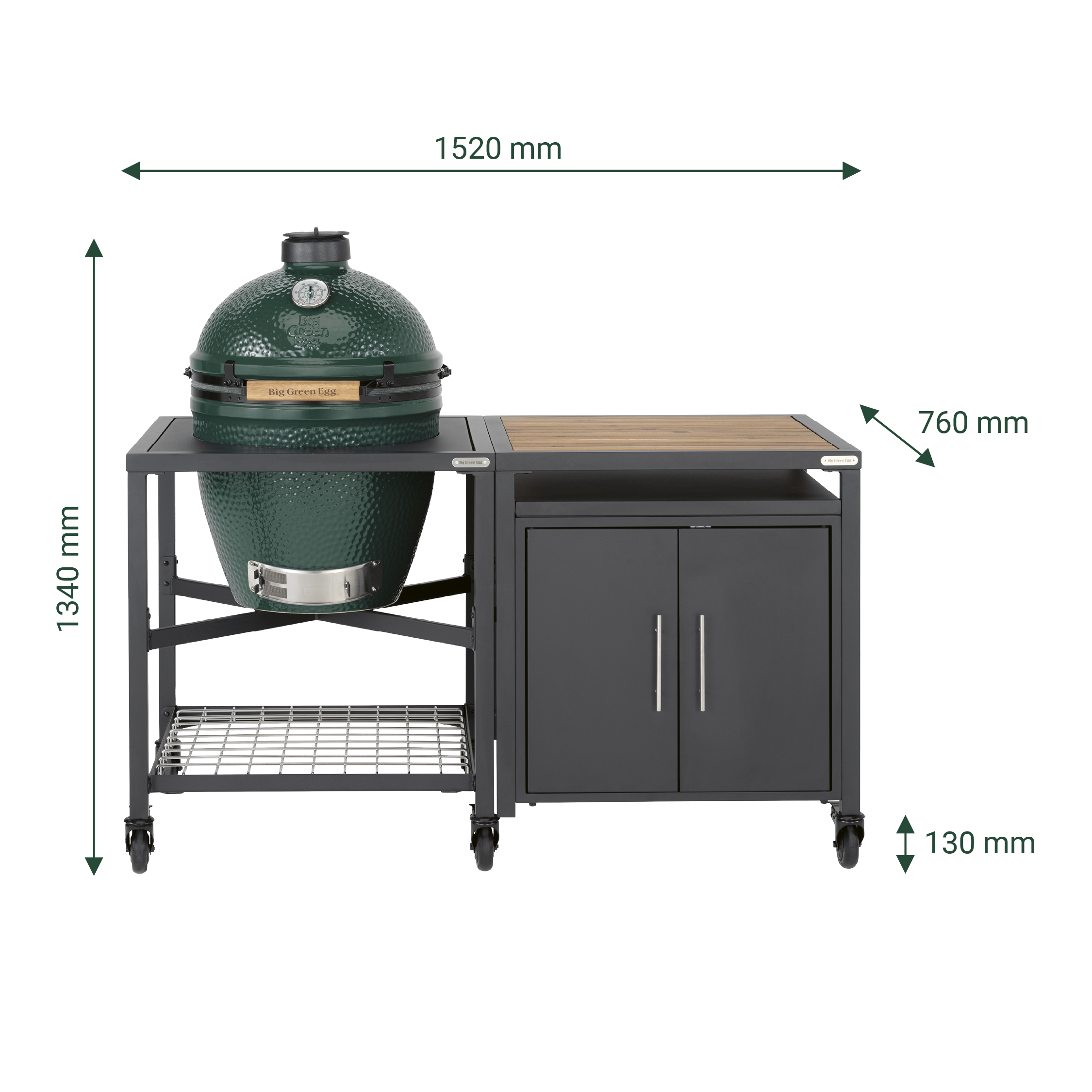 Pack Big Green egg LARGE sur table modulaire et son meuble placard