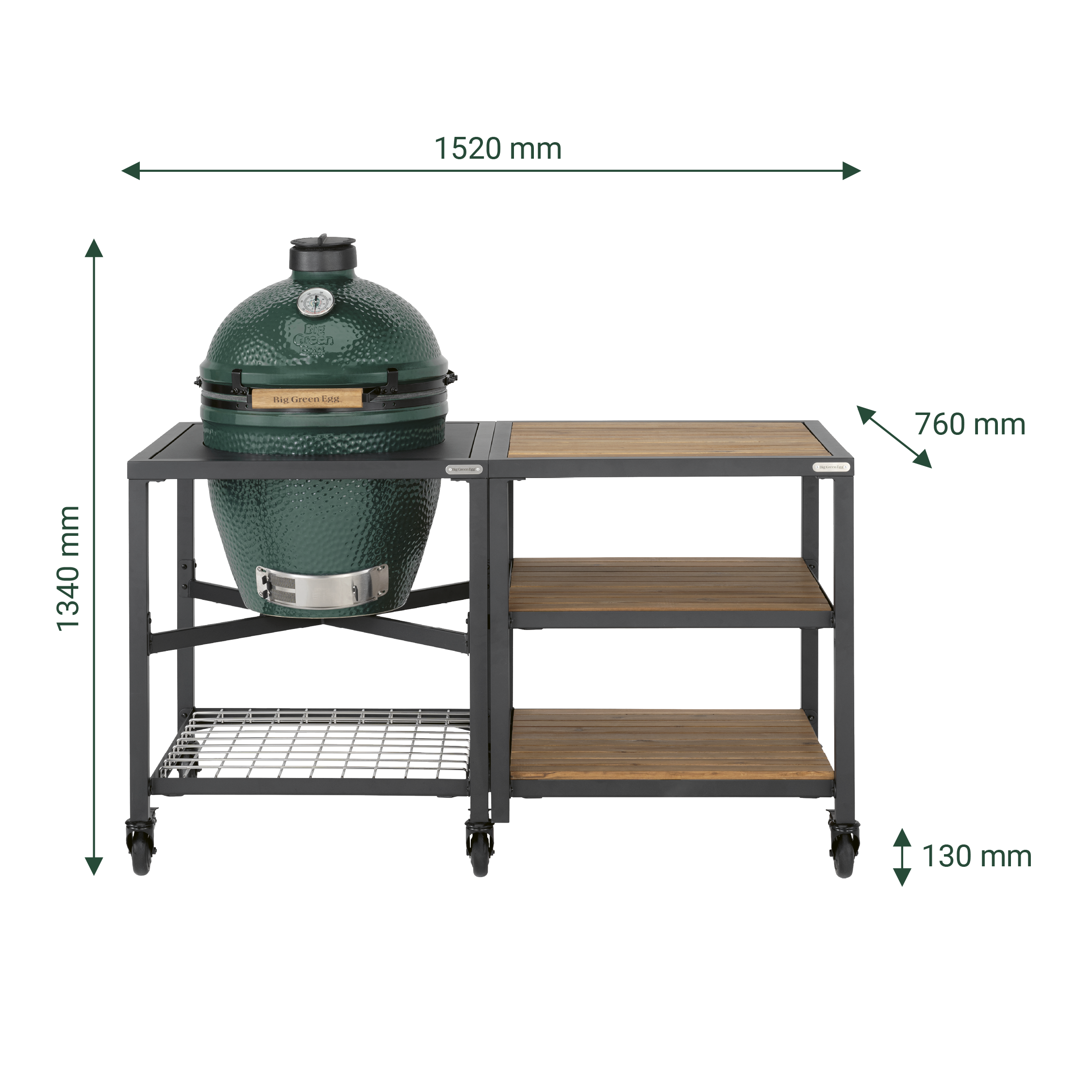 Pack Big Green Egg Large sur table modulaire et son meuble d'extension