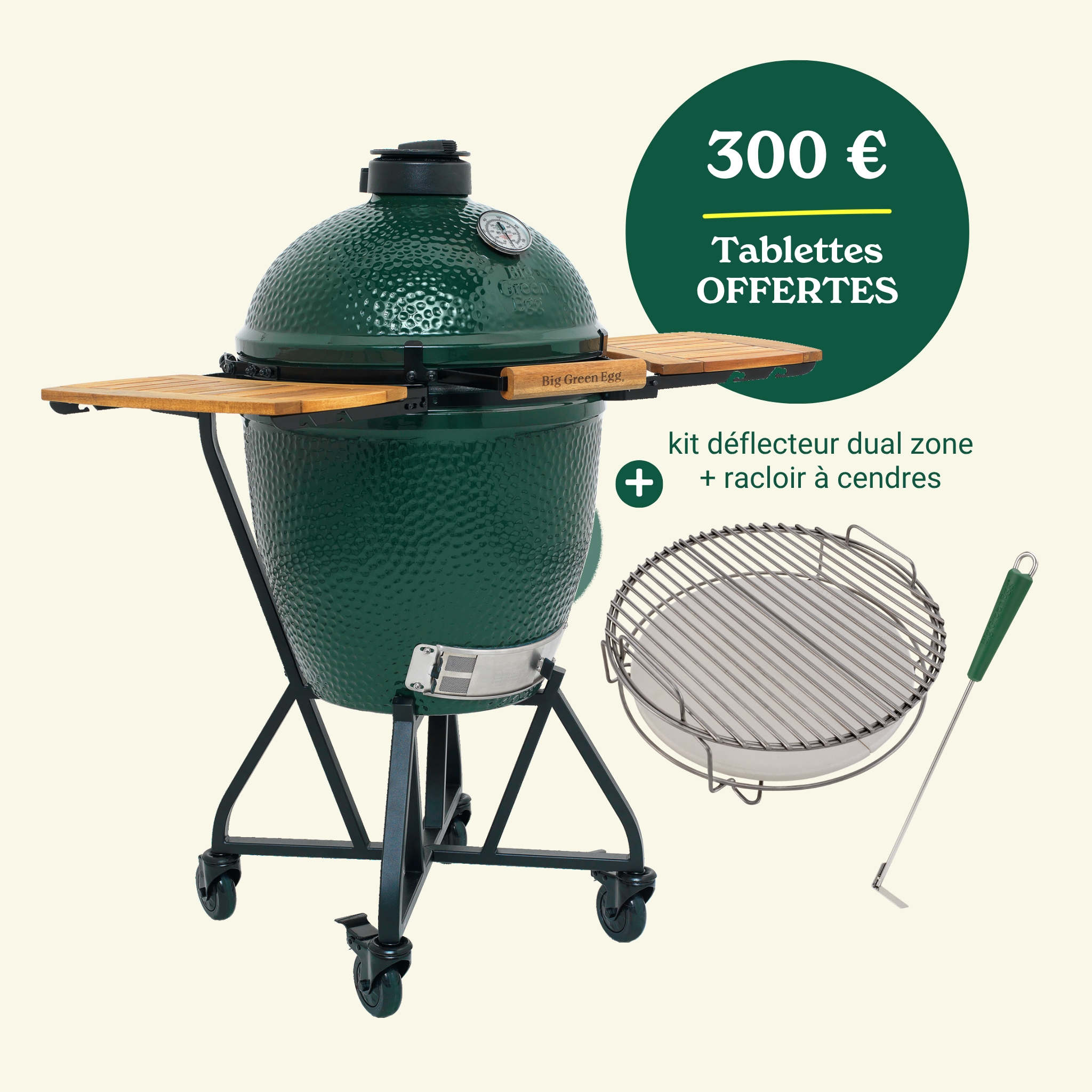 PROMO Big Green Egg LARGE sur chariot + étagères OFFERTES