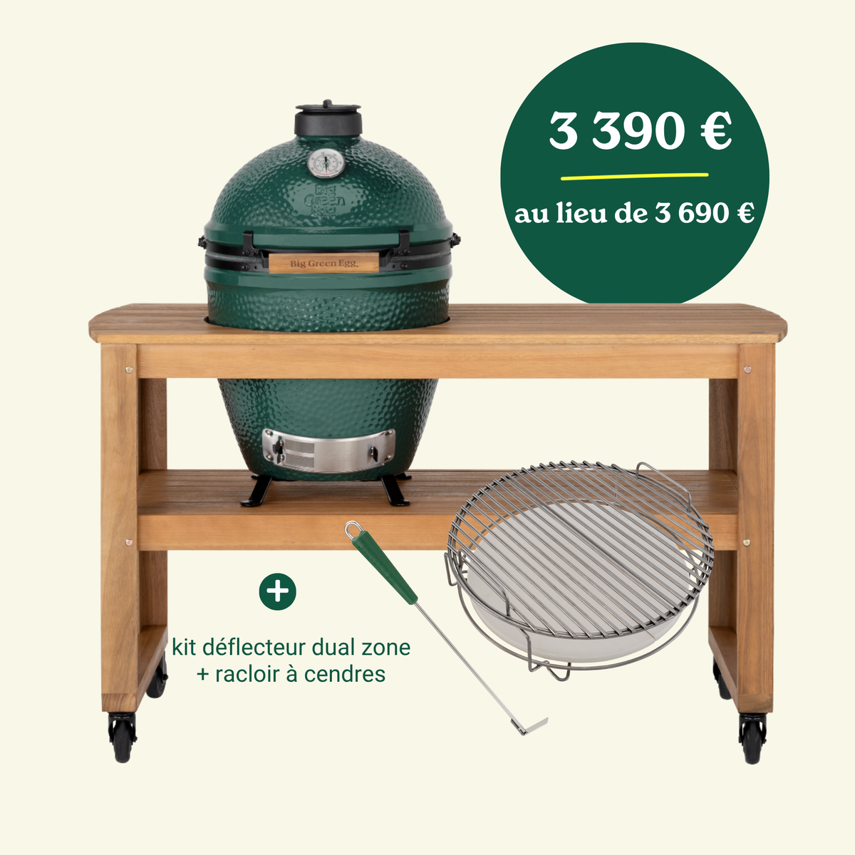 PROMO Big Green Egg LARGE sur table eucalyptus