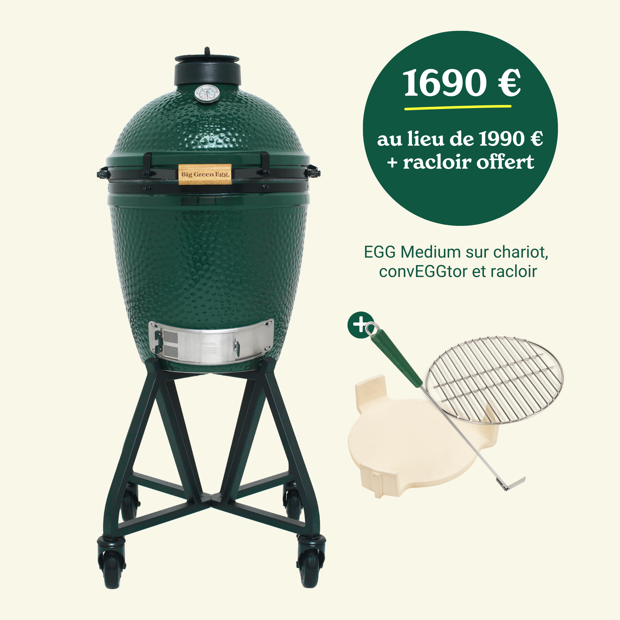 PROMO Big Green Egg MEDIUM sur chariot