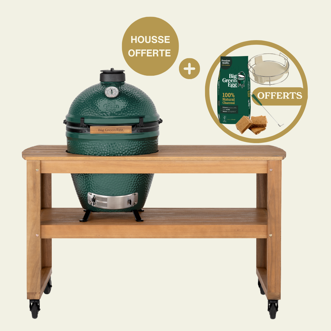 Pack Big Green Egg LARGE sur table eucalyptus