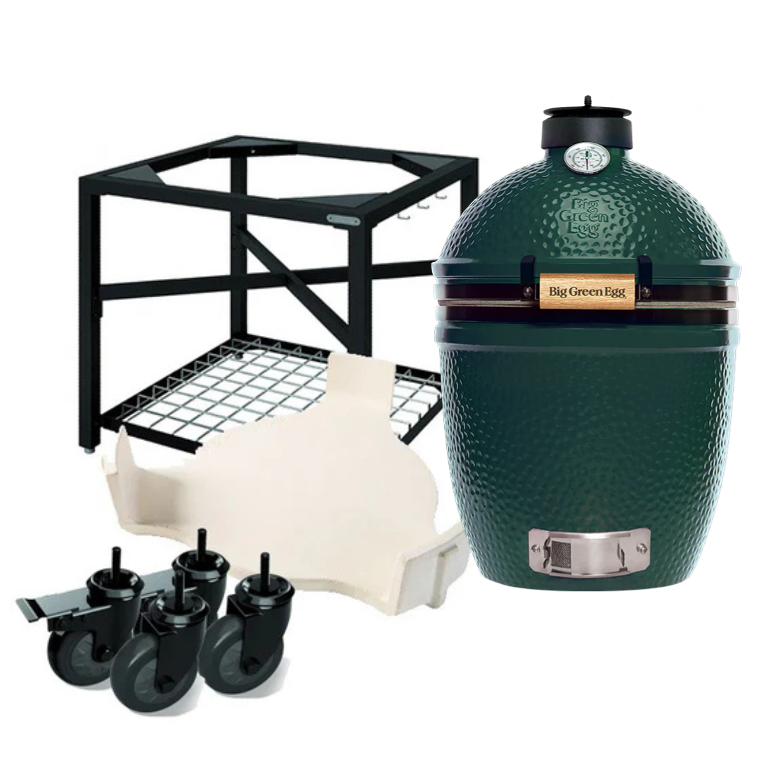 Pack Big Green Egg MEDIUM sur table modulaire et son meuble placard