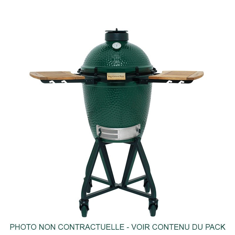 Pack Big Green Egg MEDIUM avec chariot + tablettes latérales